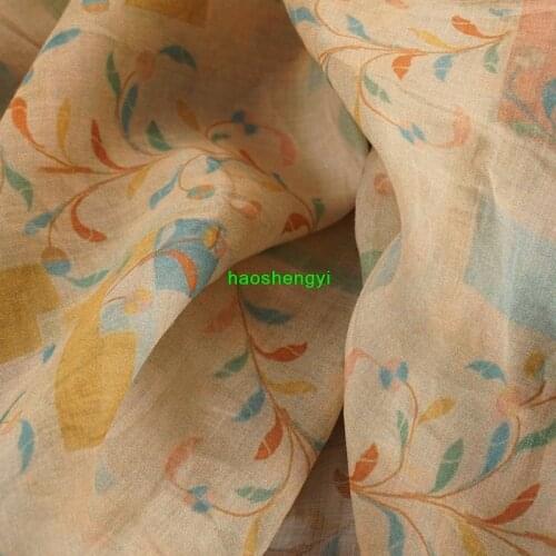 High count clear ramie printing and dyeing fabric turning blue cheongsam dress fabric