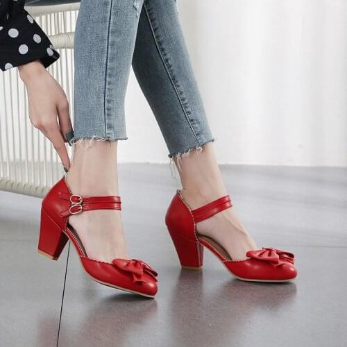 YMECHIC New Arrival 2019 Summer Fashion Cute Bow Butterfly-knot Party Mary Jane Lolita Shoes Women Red Black White Pumps Lady
