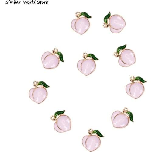 10PCS/Set Fruit Peach Enamel Alloy Charms Pendant DIY Craft Jewelry Findings Gift