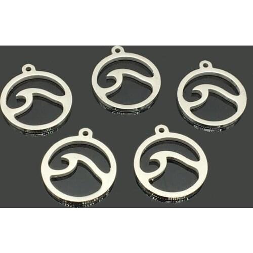 10pcs Sea Spray Stainless Steel Pendant One Hole Stainless Steel Hollow Ocean Wave Charm for DIY Jewelry Making