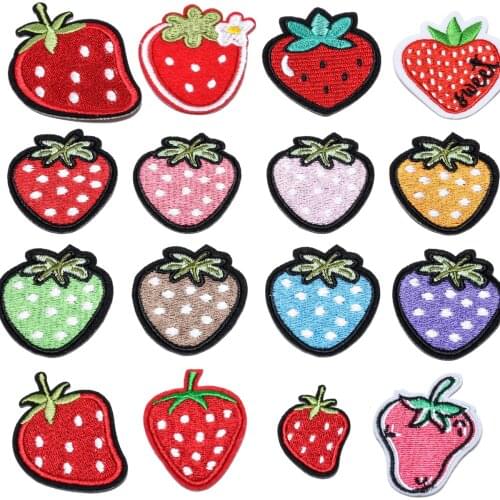 16pcs Strawberry Series For Clothes Iron Embroidered Patches For Hat Jeans Sticker Sew-on Ironing Patch Applique DIY Badge