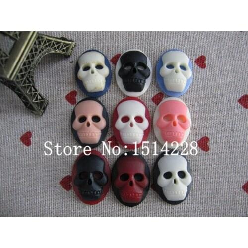 Free shipping! (18*25mm)Mixed colors.resin fashion skull Cameo .Resin Flatback Cabochon for Earring .jewelry Accessory.DIY