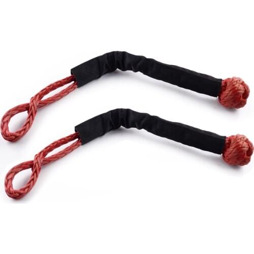 2Pcs Universal Car Synthetic Fiber Soft Shackle Rope Recovery Tow Winch Strap Red 55,000 lbs Red Fit for Truck Boat