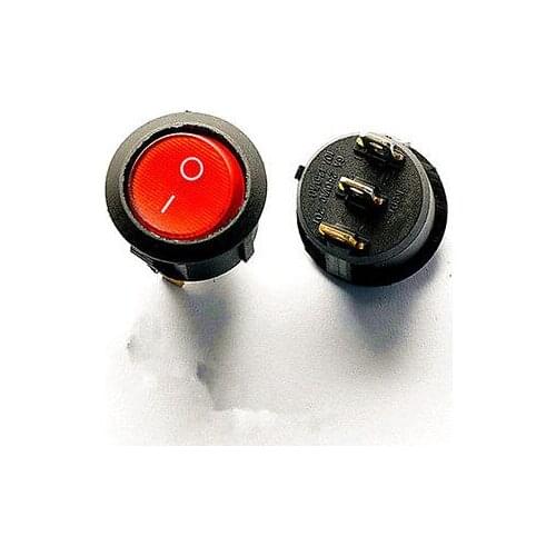 20PCS 2 files 3 Pin Round Rocker Switch power switch 10A/125V 6A/250V Red LED