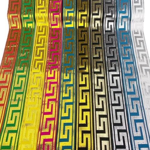 3.3CM Gold Sliver Jacquard Ribbon Lace Trim Woven Ribbon For Sewing Accessories DIY Laces For Garment Curtain Accessories Decor