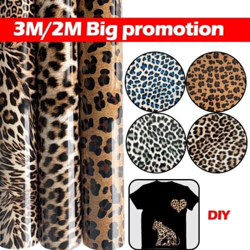 3M/2M Leopard Patter PU Heat Transfer Vinyl Film Iron On Vinyl Heat Press Machine Cutting Plotter T-Shirt DIY