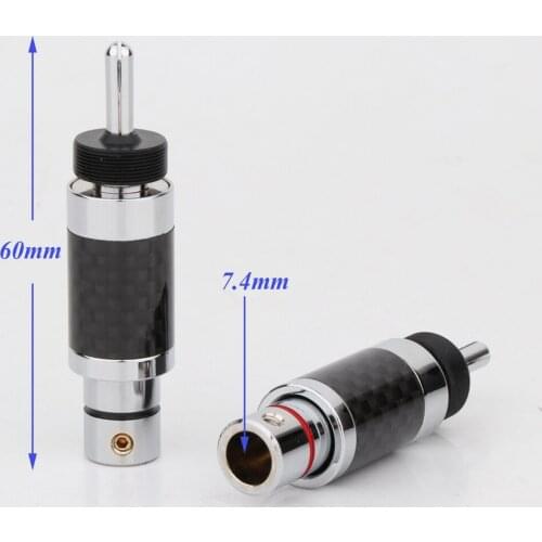 4Pcs Hi-end Audio Plug RCA Connector BA1463 with Rhodium Plated Black Carbon Fibre Plug Speaker Cable Wire Male Banana Plug
