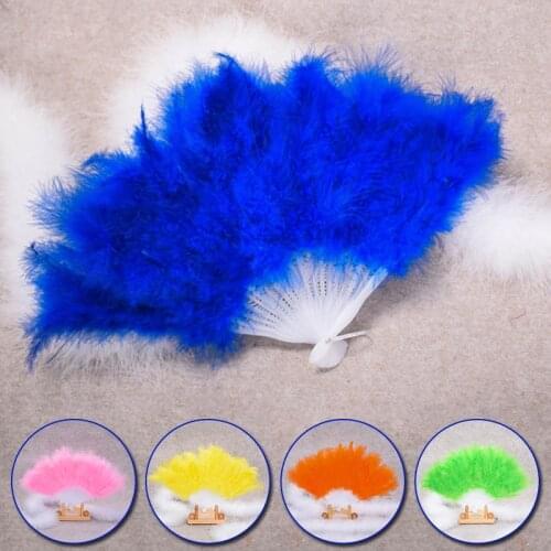 45x25 cm Full Velvet Thickening Fluffy Soft Feather Elegant Lady Folding Fan Colorful Dance Fan Christmas Xmas Supplies Crafts