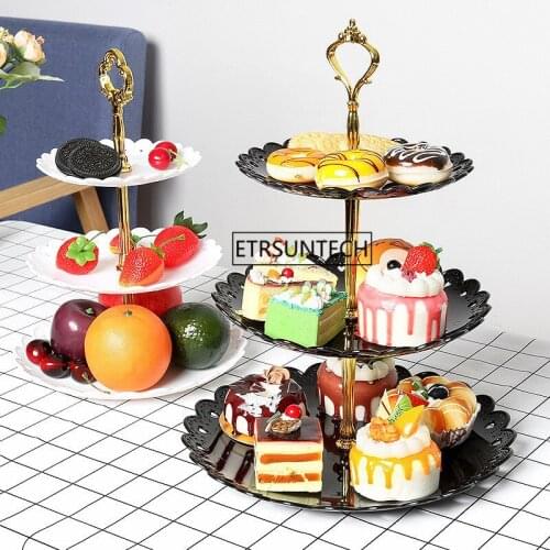 50pcs Dessert Tray 3 Tier Cake Stand Desserts Pastry Rack Holder Birthday Party Afternoon Tea Cake Decor Rack
