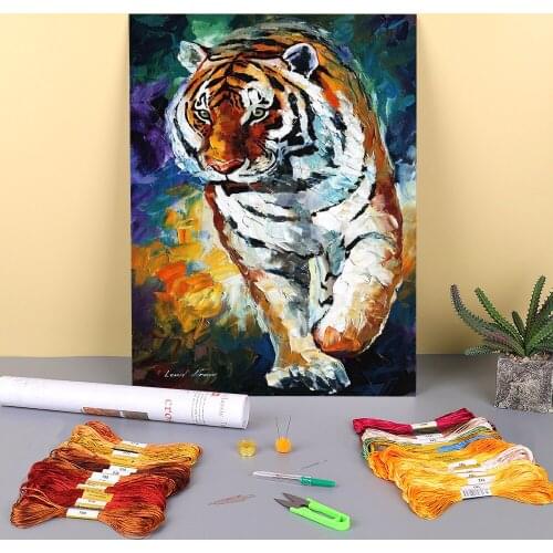 Bengal Tiger Printed 11CT Cross Stitch Kit Embroidery DMC Threads Needlework Painting Handicraft Craft Package Room Wholesale
