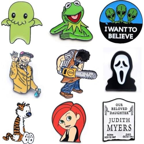 BG420 Dongmanli Halloween Horror Movie Figure Enamel Pin Brooch Badge Lapel Pin Backpack Collar Hat Women Men Jewelry Gifts