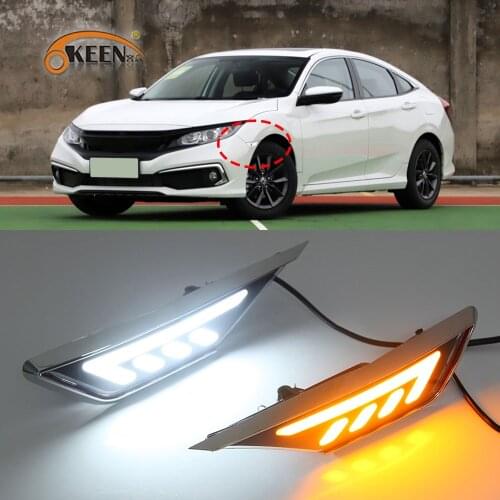 2PCS For Honda Civic 2016 2017 -2020 Led Side Indicator Lights Turn Signal Daytime Running Leaf Lamp Auto Accessories