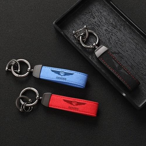 Fashion Leather Keychain Car Styling Key Ring For Hyundai Genesis Coupe G80 G70 G90 GV70 GV80 Auto Key Accessories