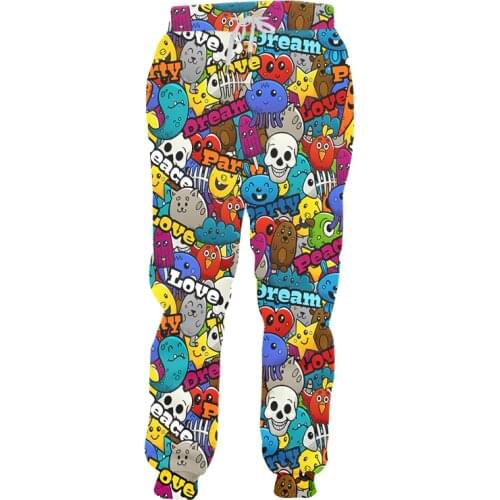 OGKB Men Pants Casuals Cartoon 3d Street Graffiti Printed Joggers Mens Tracksuit Pants Hip Hop Streetwear Trendy Oversized 6XL