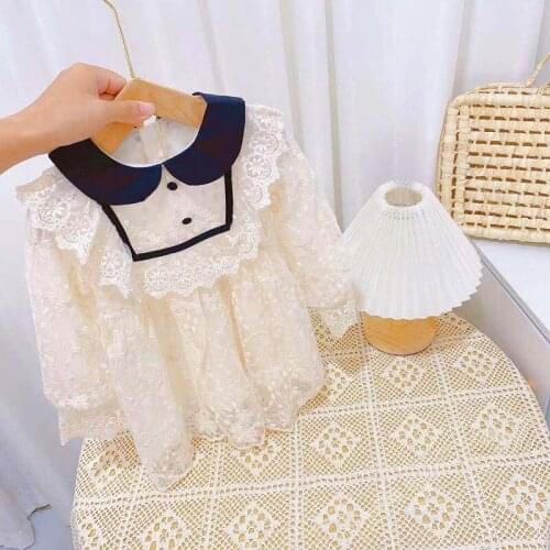 Sweet Girls Kids Lace Princess Lolita Dress Long Sleeve Children Baby Dresses Vestidos S13047