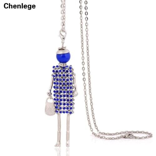 Long necklace women style new arrival crystal cute fashion doll necklace pendants girl jewelry big choker party gifts