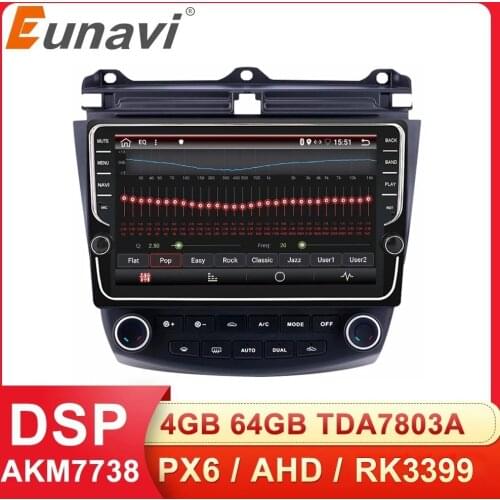 Eunavi 2 din Car Multimedia Radio Player Android system For Honda Accord 7 2003-2007 Auto stereo GPS Audio 4G 64GB WIFI NO DVD