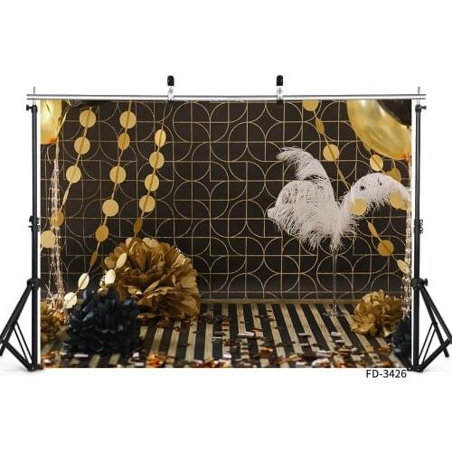 Christmas Party Wood Floor Golden Backdrop Decor Baby Shower Newborn Portrait Photography Background Photocall Photo Studio Prop