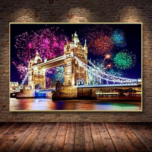 Hot AB DIY Diamond Painting Full Square Landscape Bridge Diamond Embroidery City Rhinestone Mosaic New Arrival Handmade Hobby