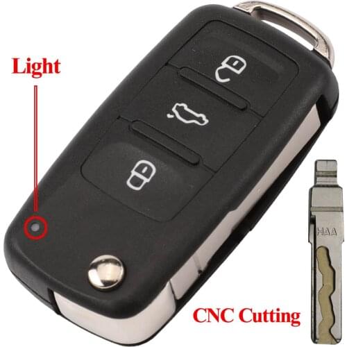 Jingyuqin With Cut Blade Service for VOLKSWAGEN VW for Seat for Skoda (5K0837202AD) 3 Buttons Remote Folding Car Key Shell
