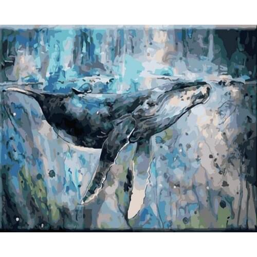 Whales in the sea Animal 40x50CM Painting By Numbers Animals On Canvas Pictures By Numbers Home Decoration DIY Minimalism Style