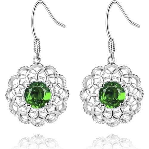 Kingly fashion dark green zircon high quality Silver Earrings for women fashion jewelry earrings /JXFKPCWM CUZZWCJV