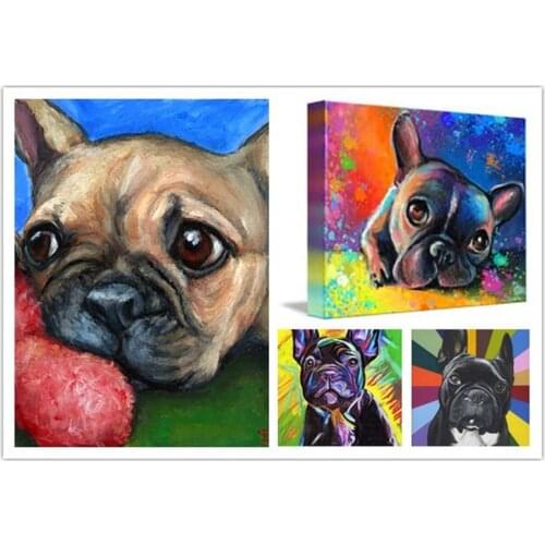 Colorful French Bulldog 5D Diamond Painting Bouledogue Bulldog Frances Diamond Embroidery Cross Stitch for Home Decoration