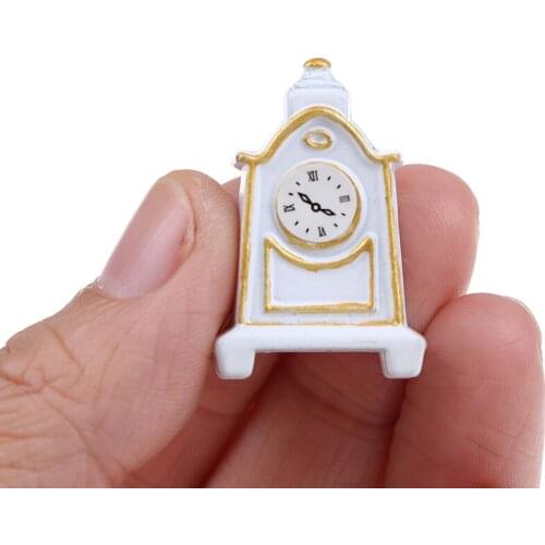 1:12 Dollhouse Miniature Accessories Retro Table White Pendulum Clock