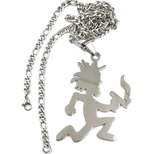 Mens Silver Juggalo/Juggalette ICP HATCHETMAN Necklace Blunt Man Charms pendant stainless steel jewelry NK Chain 4mm 24 inch