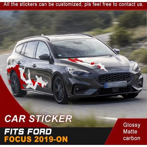 Car Decals Hood and Side Body Mud Graphic Vinyl Sticker Bonnet Cool Car Sticker Accessories Custom Fit for Ford Focus 2019 On