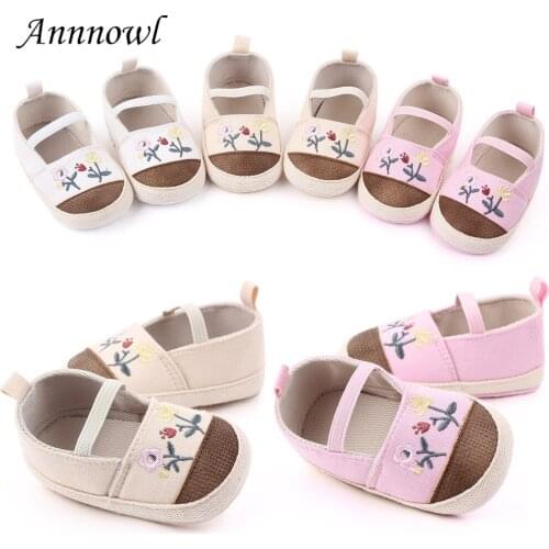 Baby Girl Shoes Lace Floral Embroidered Soft Sole Prewalker Walking Toddler Kids Shoe First Walker for Newborn Infant 1 Year Old