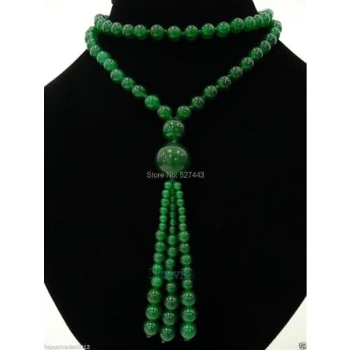 Wholesale LAN032 PARTY NECKLACE GREEN stone BEADS LONG NECKLACE PENDANT, 30 INCHES