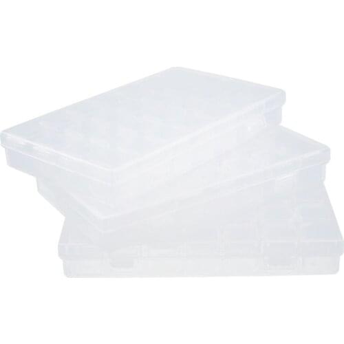 3 Pieces 28 Grids Plastic Box Beads Pin Pill Jewelry Container Crafts Tool