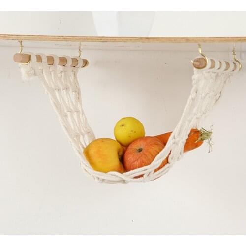 Fruit Hanging Basket Mesh Net Bag Kitchen Storage Organizers Fruit Vegetables Holder With Hooks Folding Durable Kitchen Supplies