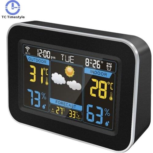 Weather Forecast Alarm Clock Smart WIFI Table Clocks Temperature Humidity Display Electronic Clock LED Digital Decoration Clocks