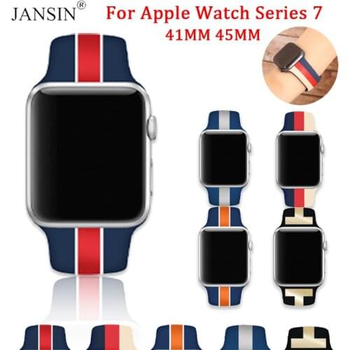 Sport Silicone Band For Apple Watch 44mm 40mm 42mm 38mm Watchband Correa Colorful Bracelet Strap For Apple Watch SE 6 5 4 3 2 1