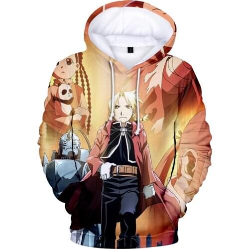 Luxury Trendy Fullmetal Alchemist 3D Hoodies Sweatshirts Boys/Girls Long Sleeve Hoodie Fashion Casual Kids Anime Pullovers