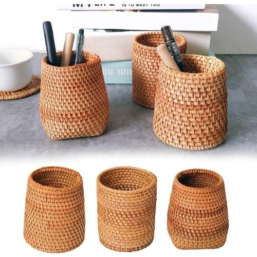 Rattan Chopsticks Tube Shovel Spoons Bucket Dinner Knives Forks Tableware Storage Box Home Storage Baskets Organizer