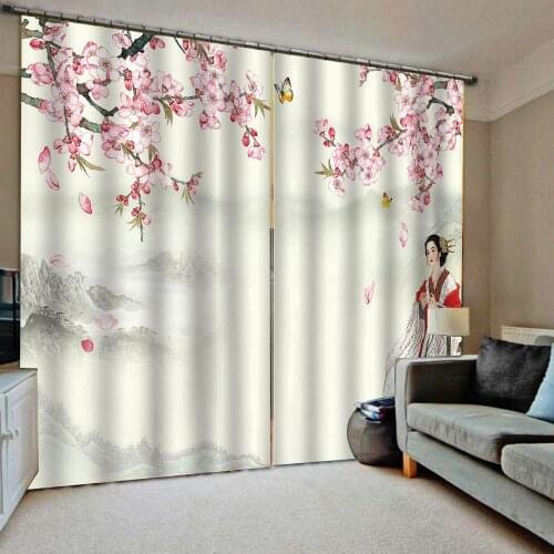 Chinese style 3d curtains custom curtains for living room bedroom windows Chinese painting Decorative curtains