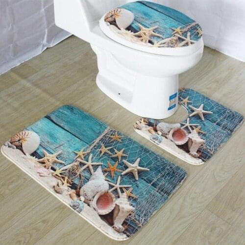 Toilet Seat Covers Ocean World Flannel Rugs Plush Bath Closestool Mat Seat Floor Mat Pad WC Toilet Lid Bathroom Accessories