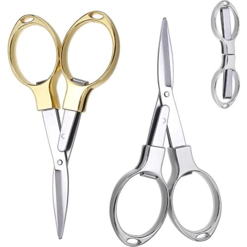 1pc Folding Scissors Mini Pocket Travel Small Cutter Multi-purpose Crafts Sharp Blade Emergency Foldable Travel Scissor