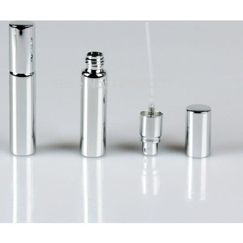 10ML Silver Gold Glass Spray Bottle 10CC Perfume Cosmetic Essential Oil Sample Packing Atomizer Glass Parfum Vial, 50pcs/Lot