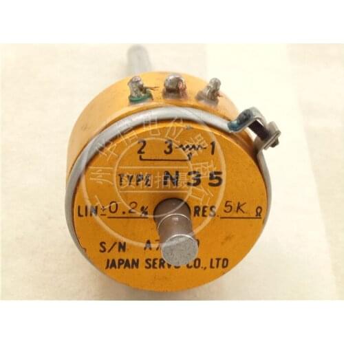 [VK] Used Japan N35 5K shaft 64mm and 11mm conductive plastic potentiometer TYPE [WDD35] LIN & plusmn 0.2% switch