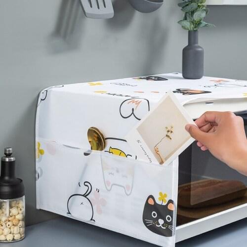 Waterproof Microwave Oven Covers Grease Proofing Storage Bag Double Pockets Dust Covers Microwave Oven Hood Kitchen Accessories