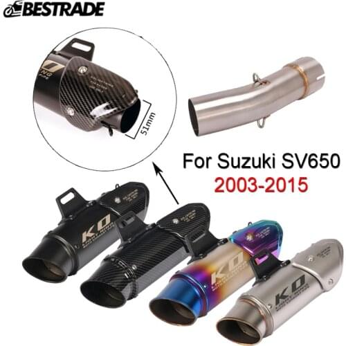 Exhaust System For Suzuki SV650 2003-2015 Mid Middle Connect Link Tips Slip On 51MM Muffler Pipe With Removable Silencer Escape