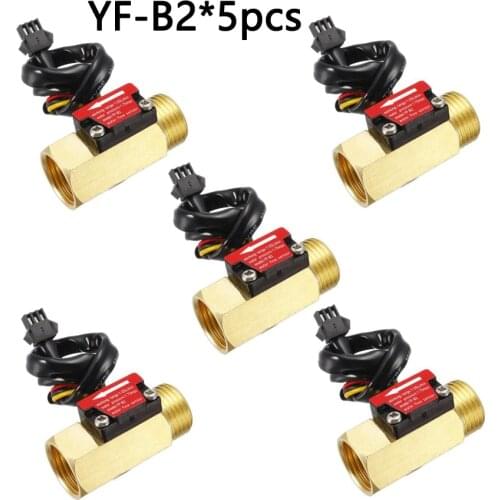 YF-B2 Water Flow Sensor 1/2“ ”Brass Threaded 1-25L/min BSPP G1/2" 1% Repeat Error 5pcs Turbine Flowmeter