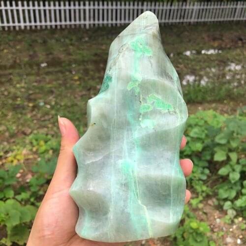 Green Moonstone Torch Gemstones Natural Mineral Crystals Quartz Energy Healing Stones Reiki Decoration