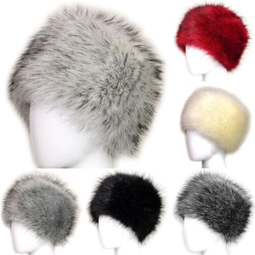 Women Black Faux Fur Hat Russian Winter Warmer Ear Cap Ushanka Cossack Ski 667D