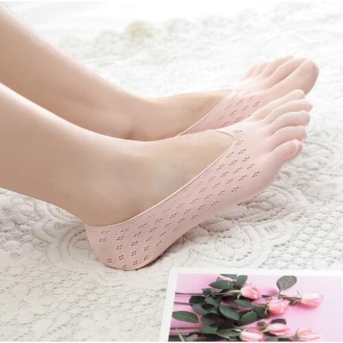Womens Five-finger Socks Women Ultrathin Summer Funny Toe Invisible Sokken With Silicone Non-slip Breathable Sock