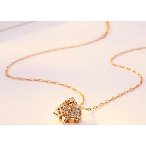 Womens Necklaces Elephant Small Pendant Cute Girl Fun Gift Neck Ornament Titanium Steel Quality Ms The Beauty Rose Gold Jewelry